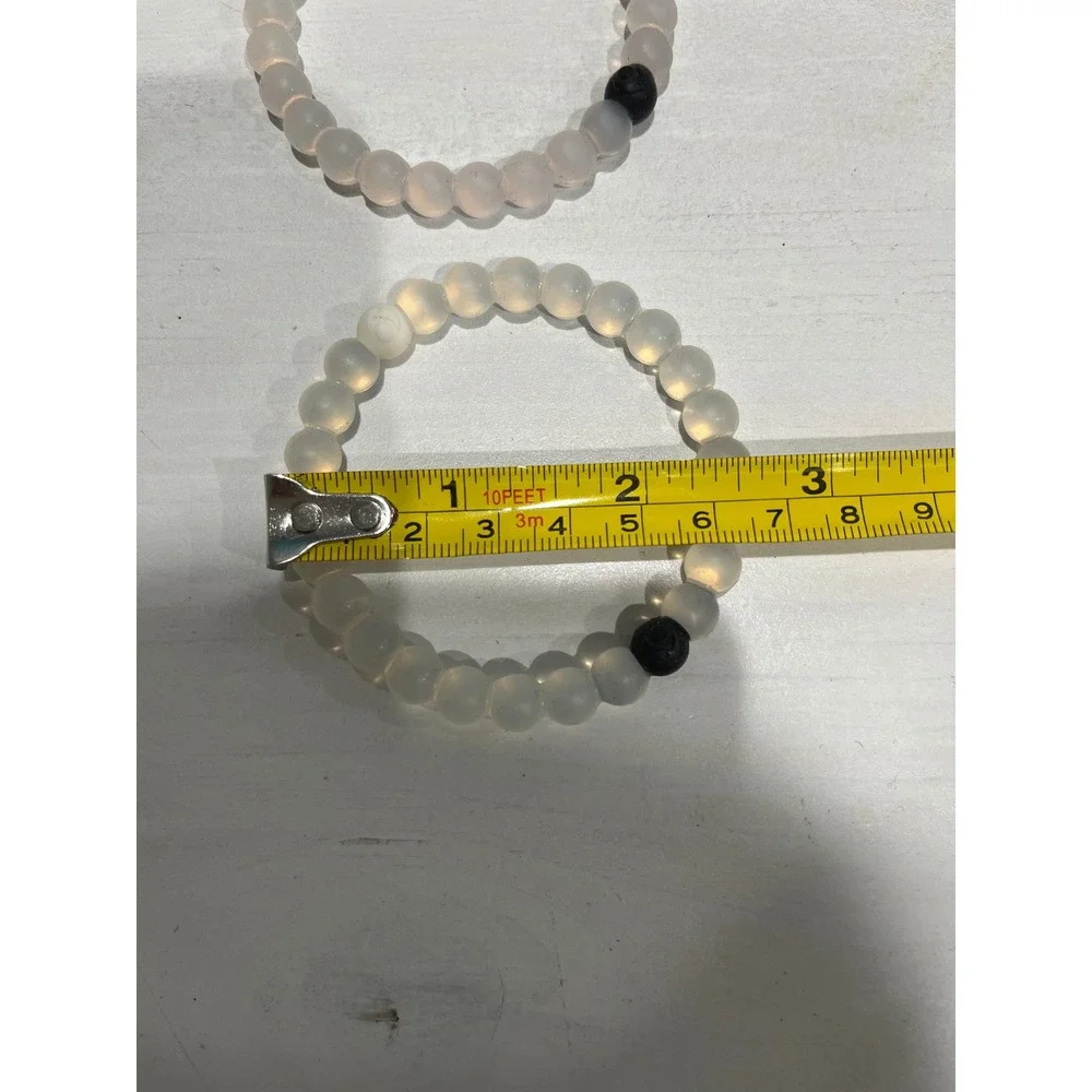 Lokai Classic Bracelet‎ Set of 2 White Bead Silicone 6 inch Small